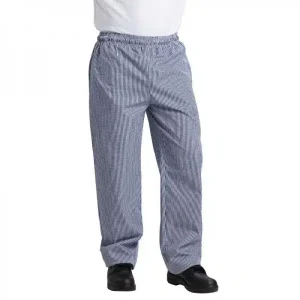 Pantalon de cuisine mixte petits carreaux bleus et blancs