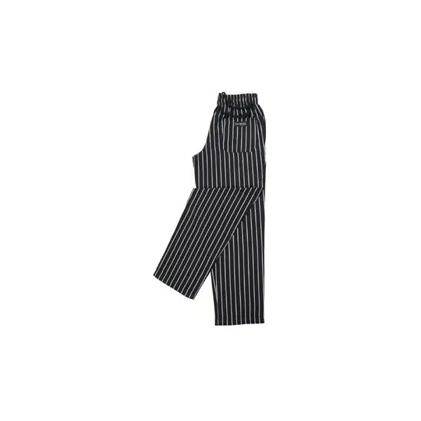 Pantalon de cuisine mixte baggy rayé noir et blanc – Image 2