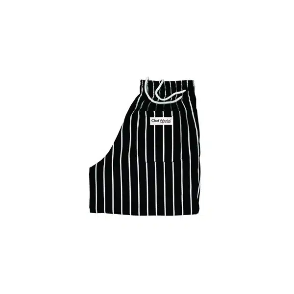 Pantalon de cuisine mixte baggy rayé noir et blanc – Image 3