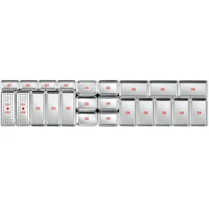 Plats inox pour vitrines réfrigérées P 700 mm, plat rectangulaire, présentation type G8