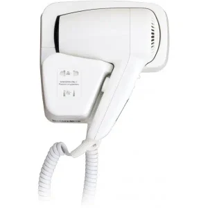 Sèche-cheveux mural professionnel avec prise rasoir, en ABS blanc robuste, 1200 W
