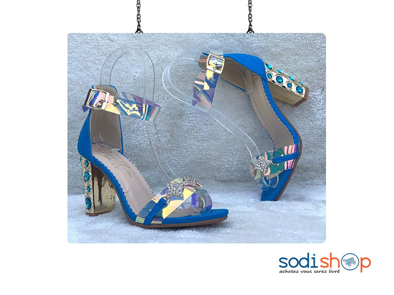 Chaussure à Talons Golden Kello – Couleur Bleu, Pour Femme AU0059