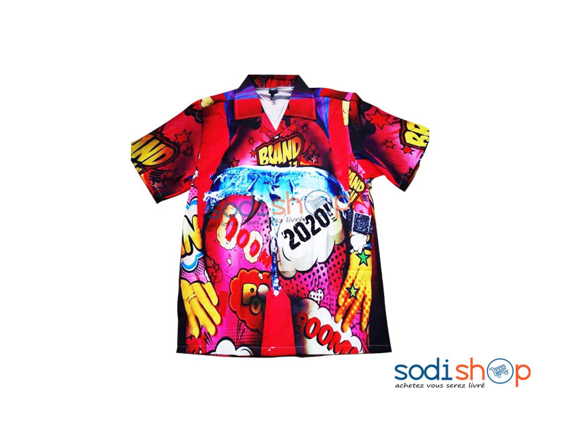 Chemise à Imprimé Couleur Rouge et Jaune – Habit Pour Homme BK0096