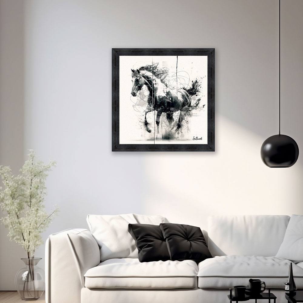 Tableau Cheval NB Sylvain Binet 93x93cm – Image 2