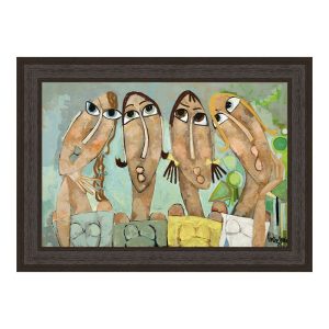 Cadre Filles Robes Vert et Jaune 53x73cm