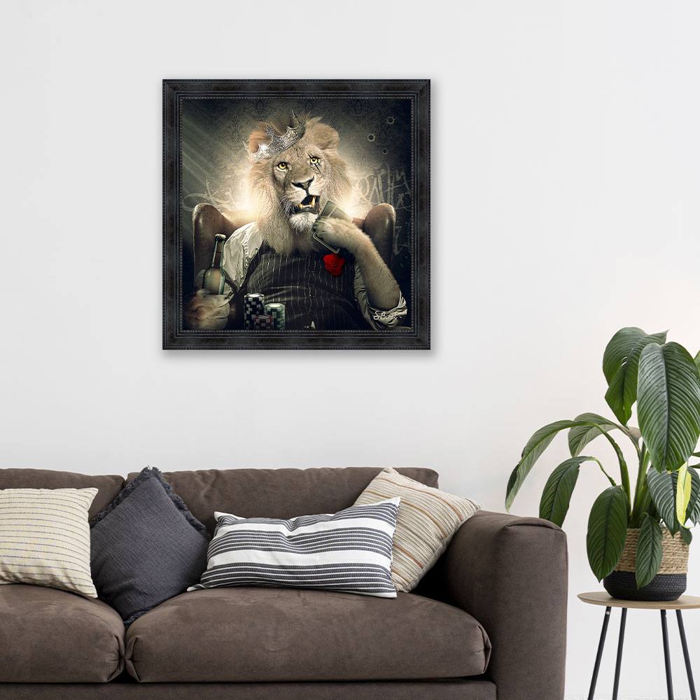 Tableau Lion Casino Sylvain Binet 93x93cm – Image 2