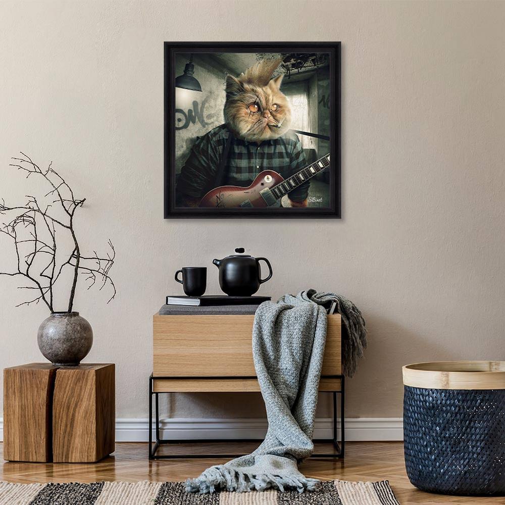 Tableau Sylvain Binet Chat Punk 53x53cm – Image 2