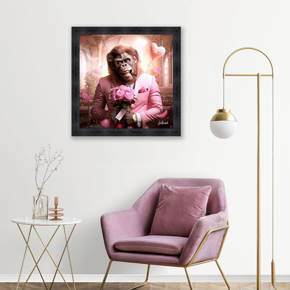 Tableau Sylvain Binet Monkey Love 93x93cm – Image 2