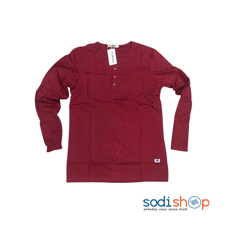 Chemise en Coton – Col Rond Texture Élégante Couleur Rouge BK0096