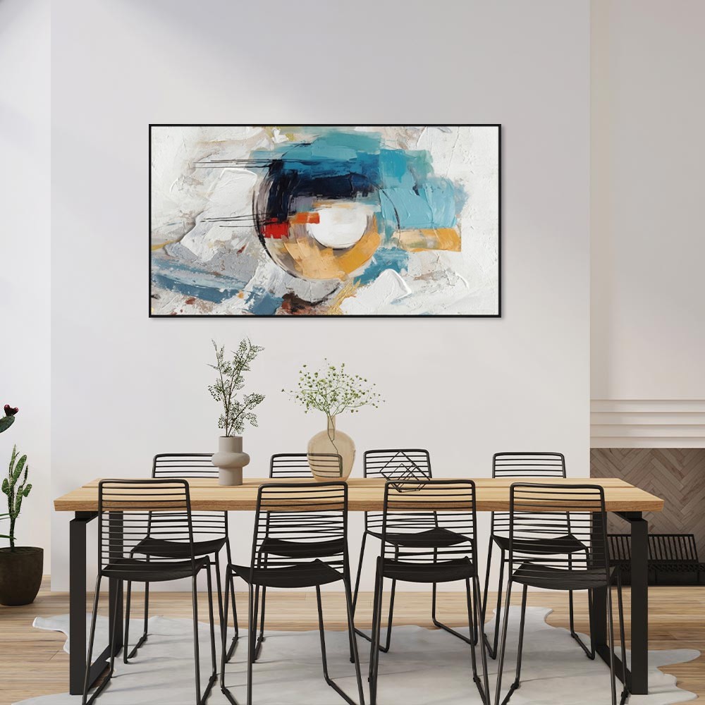 Toile Abstraite Ton Bleus 72x142cm – Image 2