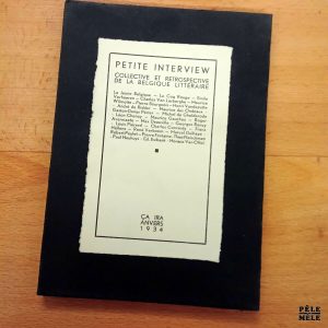 "Petite interview collective et rétrospective de la Belgique littéraire" - Ca Ira Anvers 1934