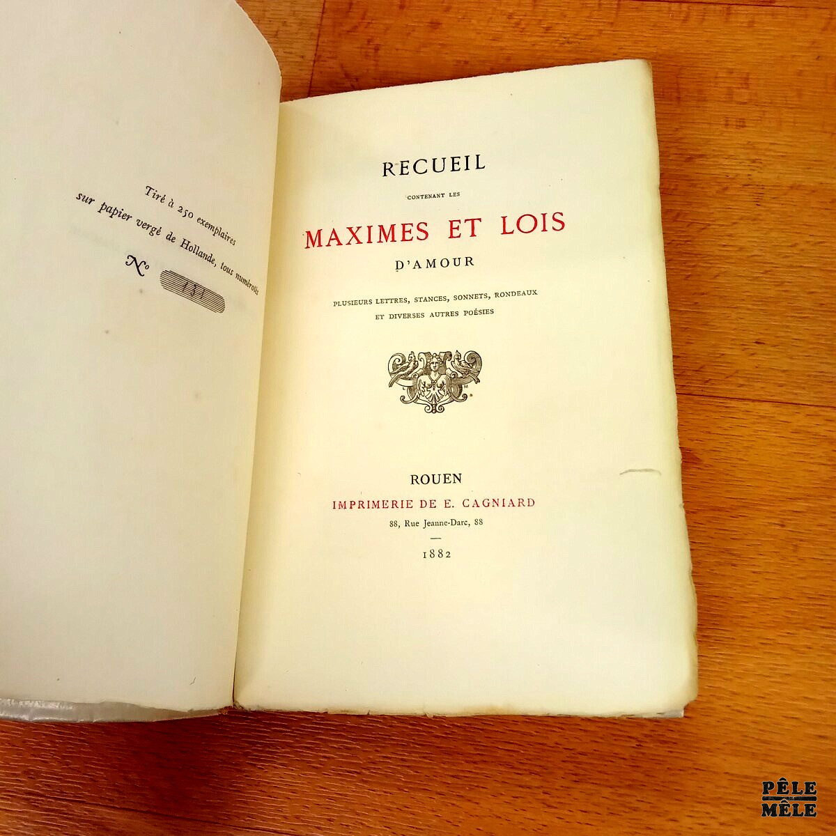 Recueil contenant les maximes et lois d'amour - A Rouen, Imprimerie E. Cagniard 1882 – Image 3