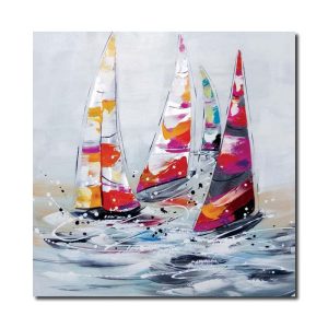 Peinture bateaux acidulés et voiles en métal