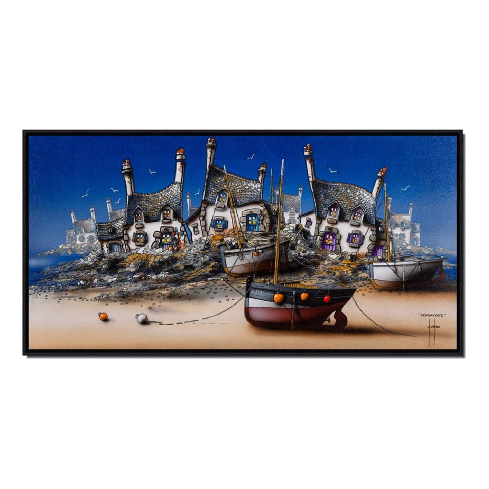 Tableau Alain Coadou Kergavotte Bateau sur la Plage