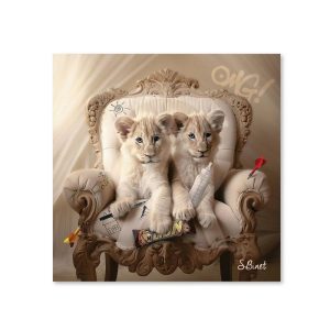 Tableau Dibond Lionceaux Luxury Binet 20x20cm