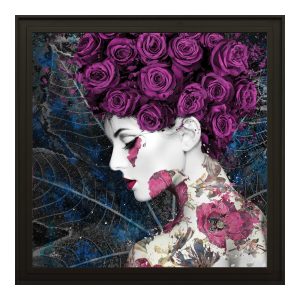 Tableau Femme Chevelure Roses Violettes de Romaric 91x91cm