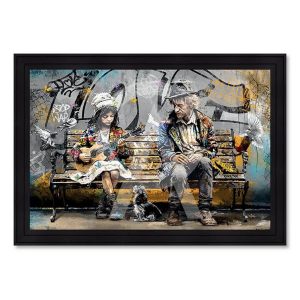 Cadre la Fille et le SDF Romaric 71x101cm