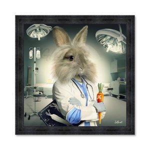 Tableau Sylvain Binet Lapin Infirmier 93x93cm