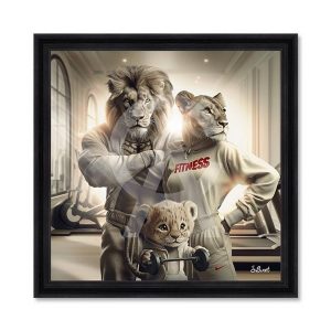 Tableau Lion Fitness Sylvain Binet 93x93cm