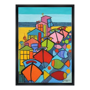 Tableau Maisons Bateaux Poissons Chats Martine Gonnin