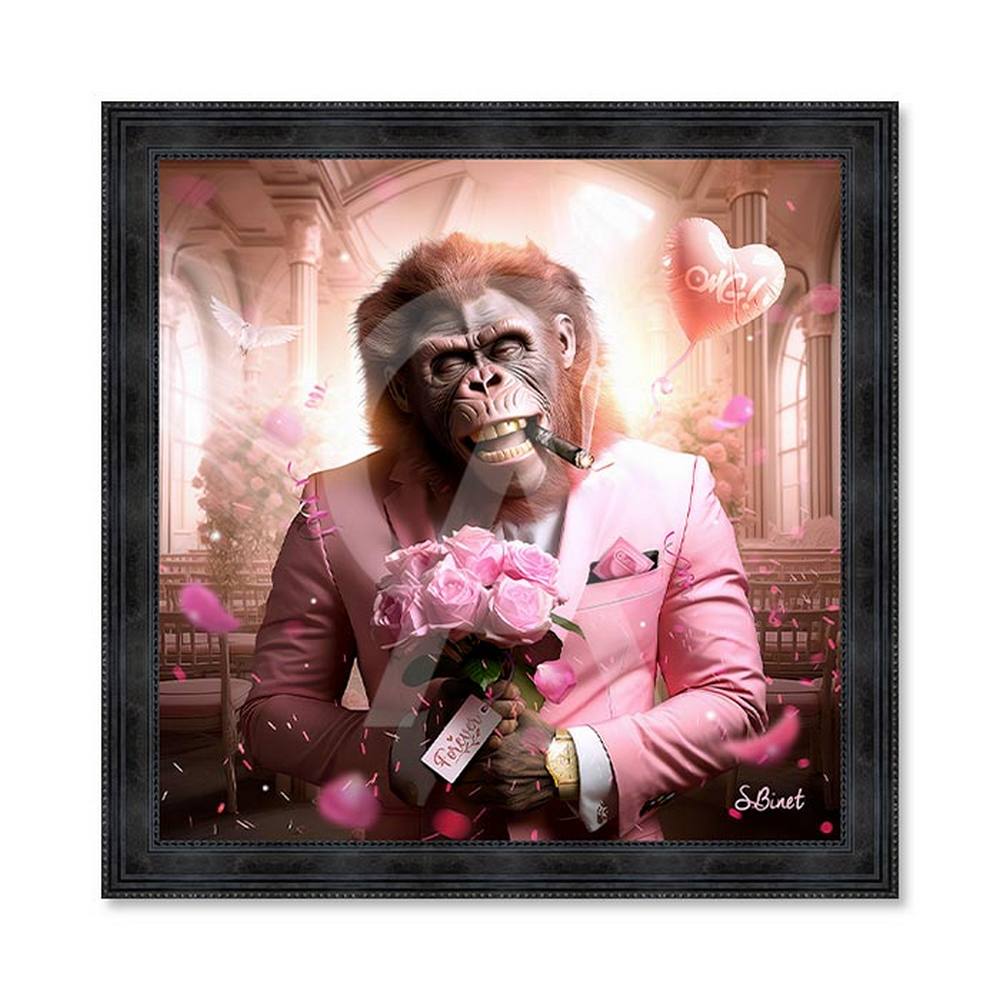 Tableau Sylvain Binet Monkey Love 93x93cm