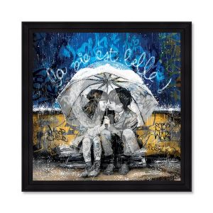 Cadre les Amoureux sous la Pluie Romaric 71x71cm