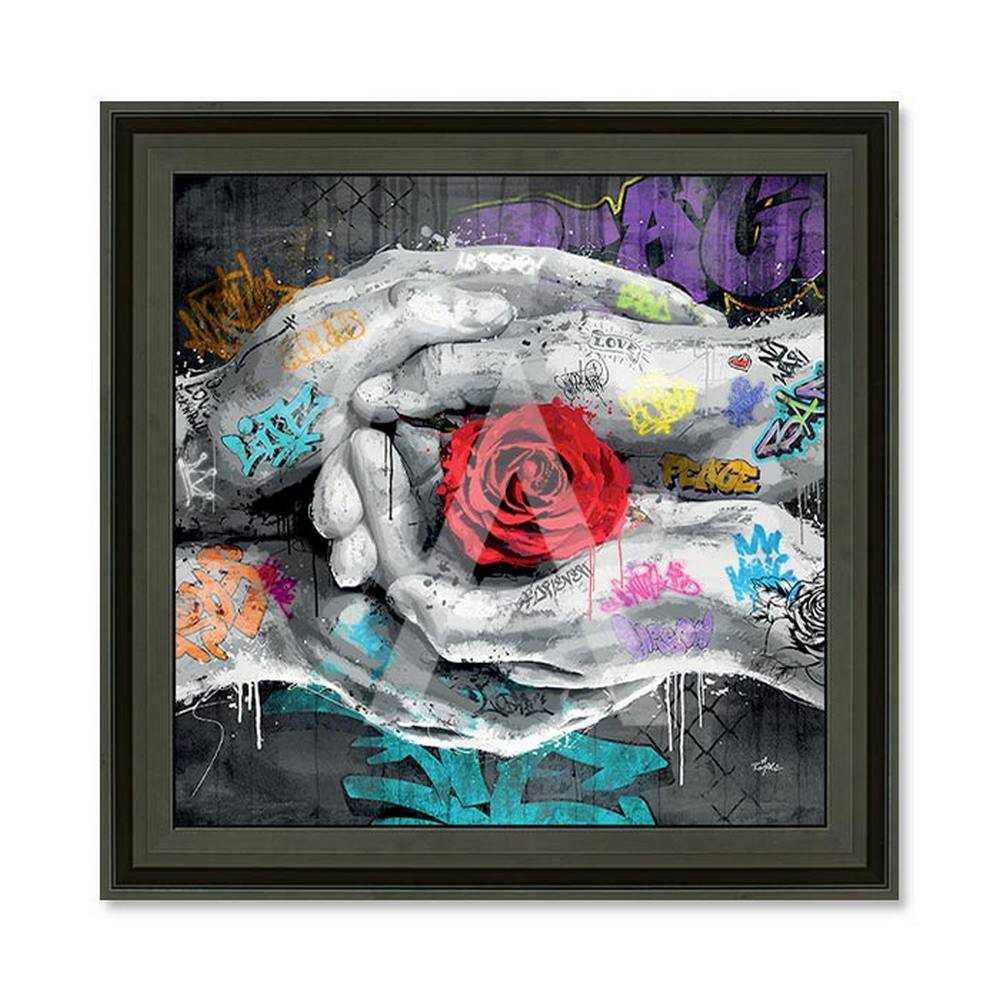 Tableau les Mains et la Rose Romaric 51x51cm