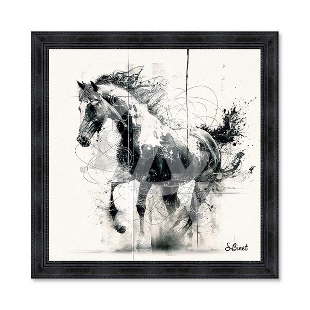 Tableau Cheval NB Sylvain Binet 93x93cm