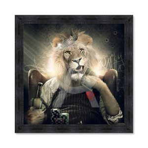 Tableau Lion Casino Sylvain Binet 93x93cm