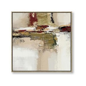 Toile Contemporaine Abstraite Kaki Bordeaux 40x40cm