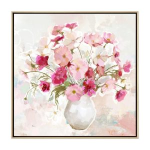 Toile Fleurs Rose Dans Vase 62.5×62.5 cm